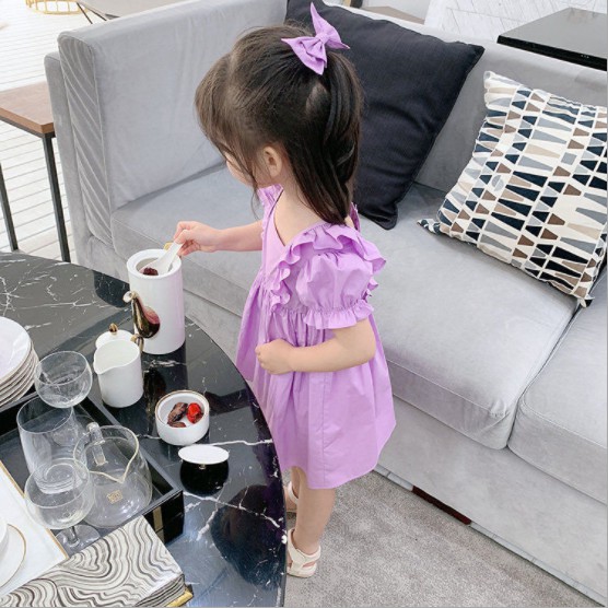 Dress Anak Perempuan PolkaDot Puff Sleeve Short Sleeve Dress+Bow