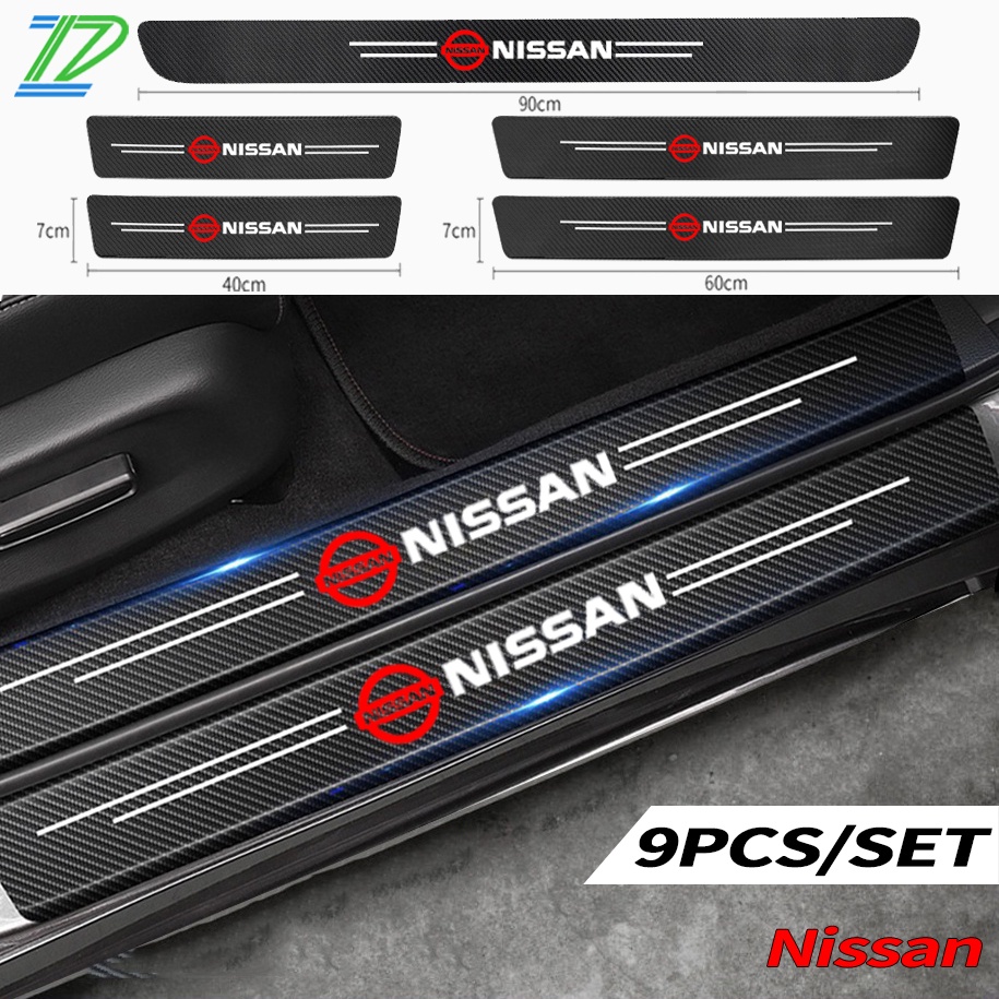 Stiker Strip Pelindung Pintu Mobil Bahan Carbon Fiber Untuk Nissan March Juke Terrano Gtr Livina Skyline Serena