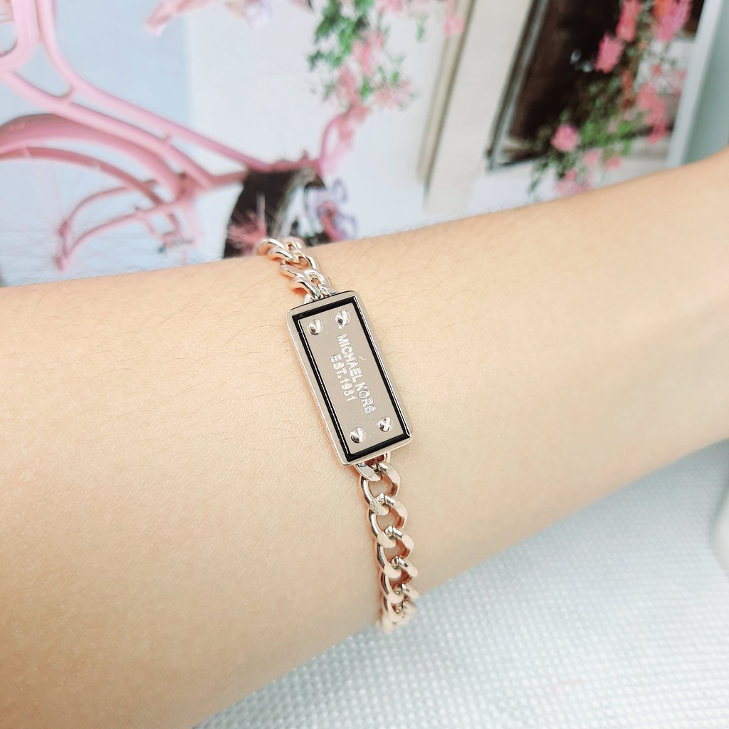 Gelang Titanium Rantai Tebal Motif Plate Rose Gold - BB562