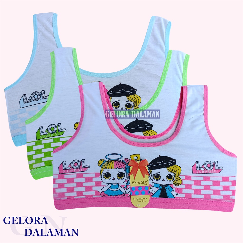 3 Pcs Miniset Anak Perempuan Remaja Tengtop Bra Abg Pakaian Dalam