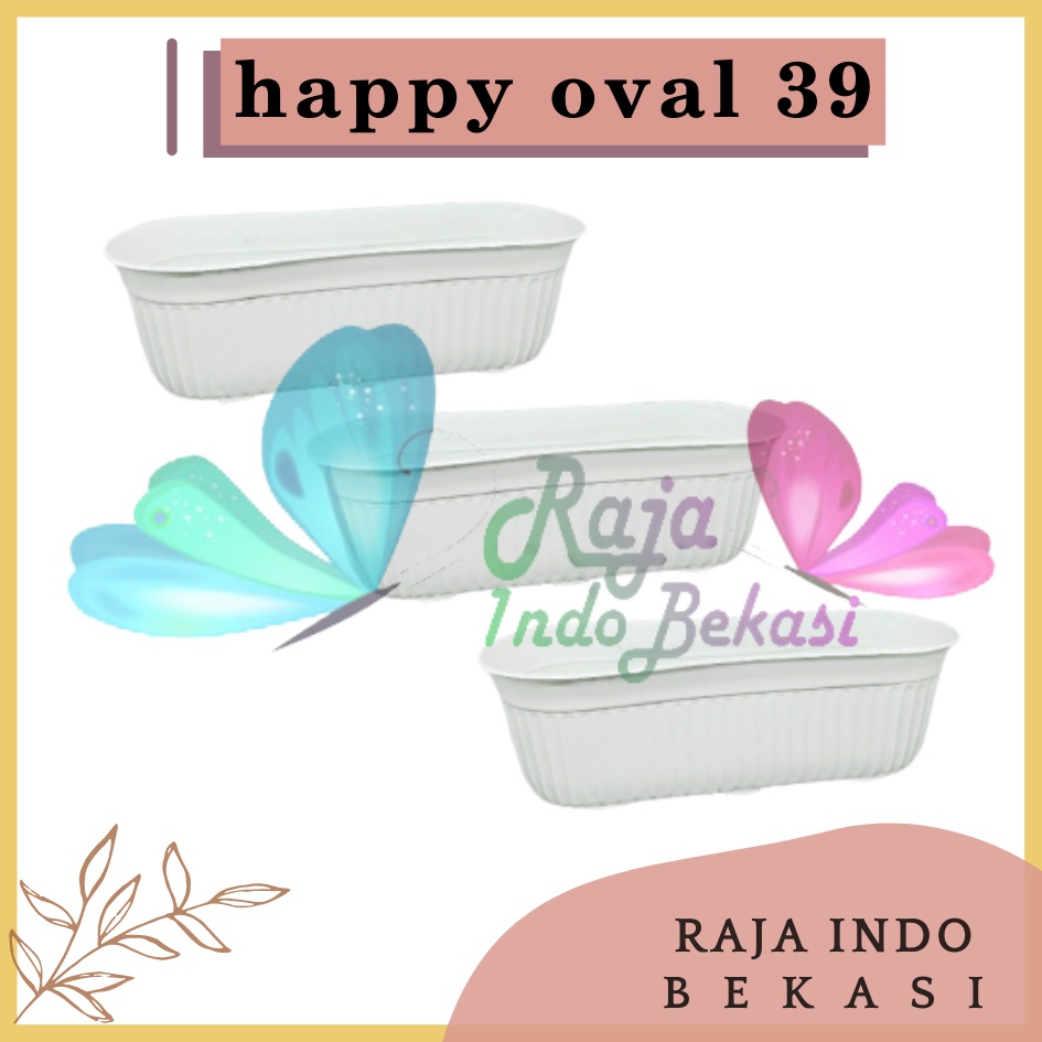 Pot Bunga Happy Oval 39 Putih - Pot Bunga Putih Tanaman Hias Aglonema Bunga Keladi Bukan Pot Tawon