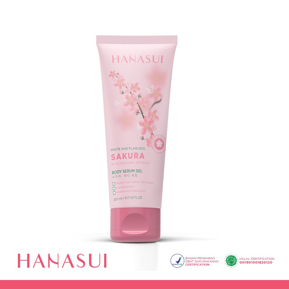 HANASUI Body Serum Gel 200ml | Aloe Vera Vit C Sakura BPOM