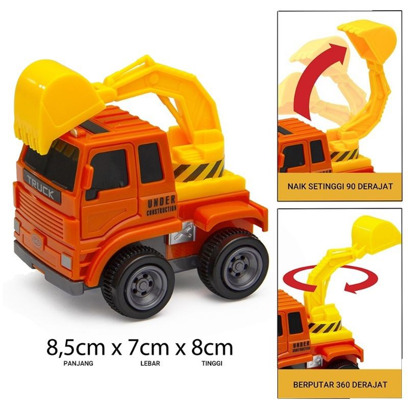 Mini Excavator Truck Friction Power / Mainan Truk Excavator Bucket Bisa Jalan