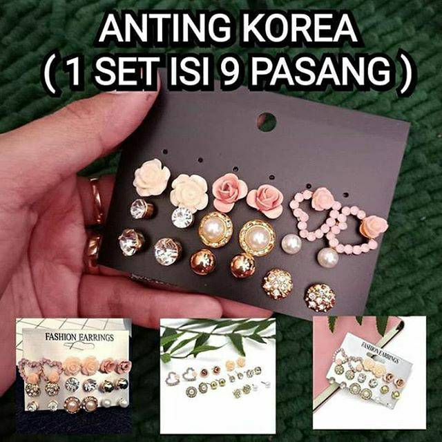 Anting korea 1 set isi 9 pasang