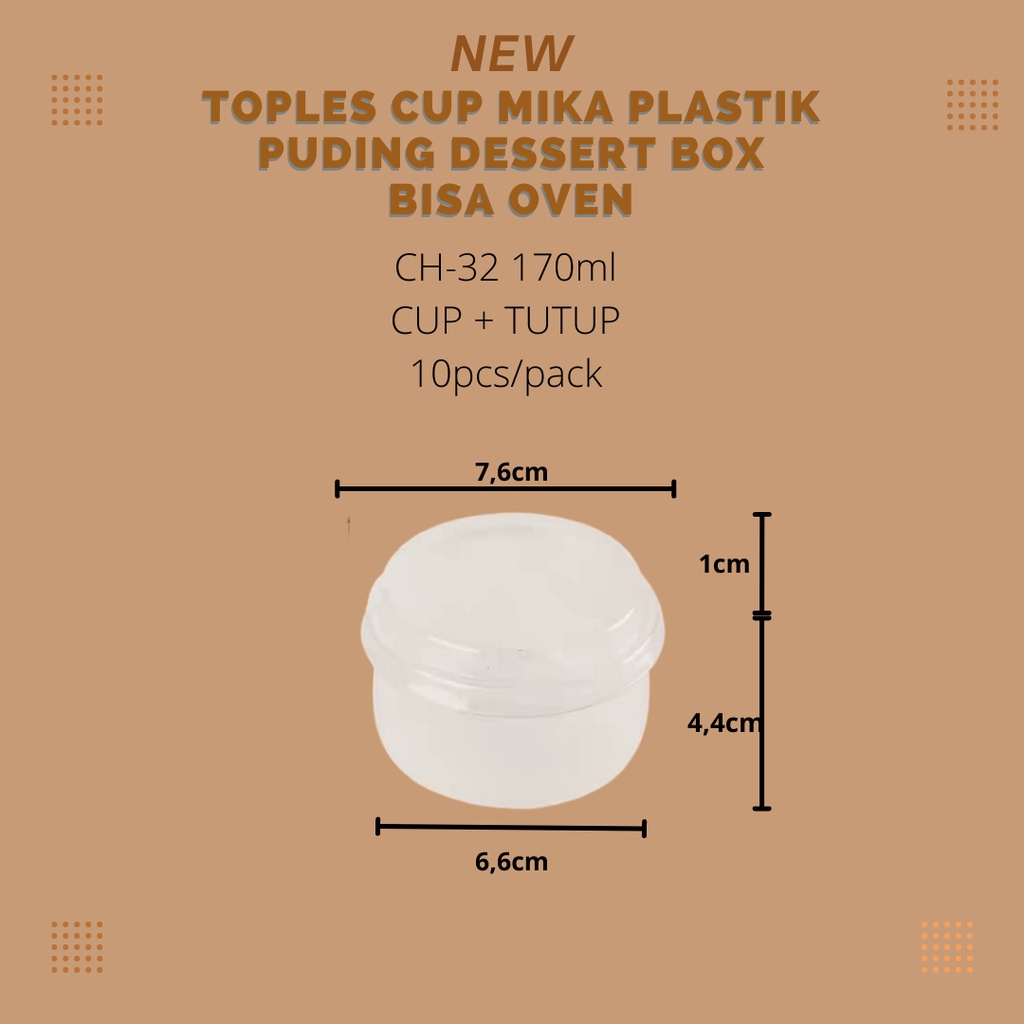 

toples cup mika / dessert box 170ml CH-32 tahan panas bisa oven isi 10pcs