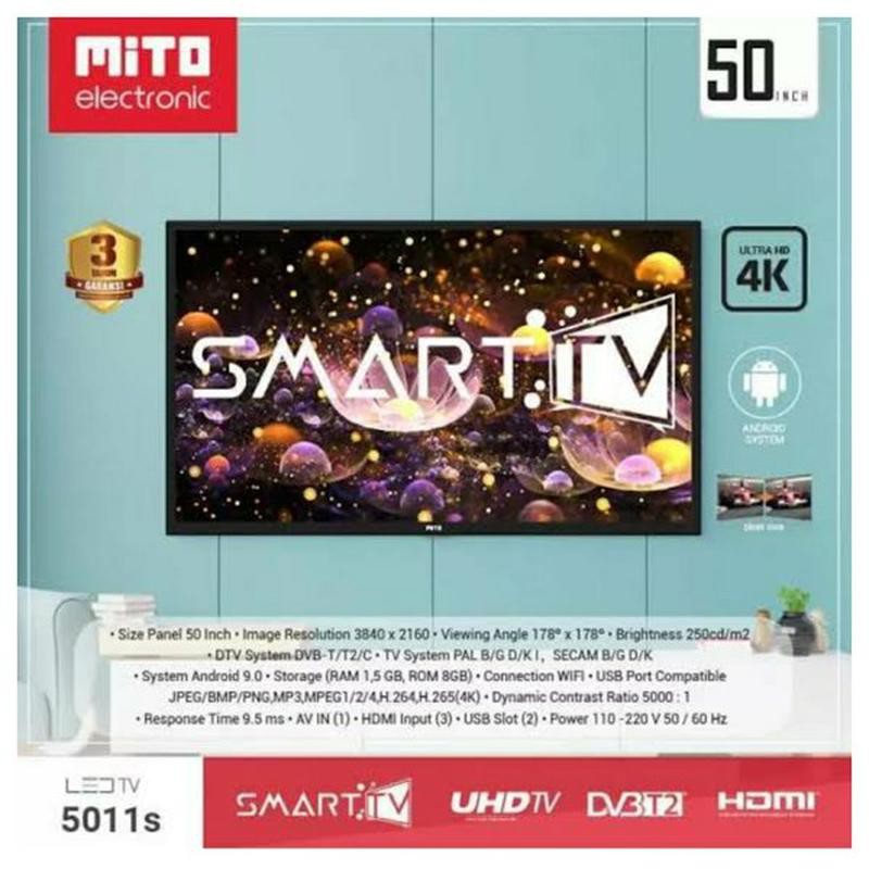 MITO 5011S LED SMART TV 50 INCH UHD 4K ANDROID TV 9.0 DVBT2