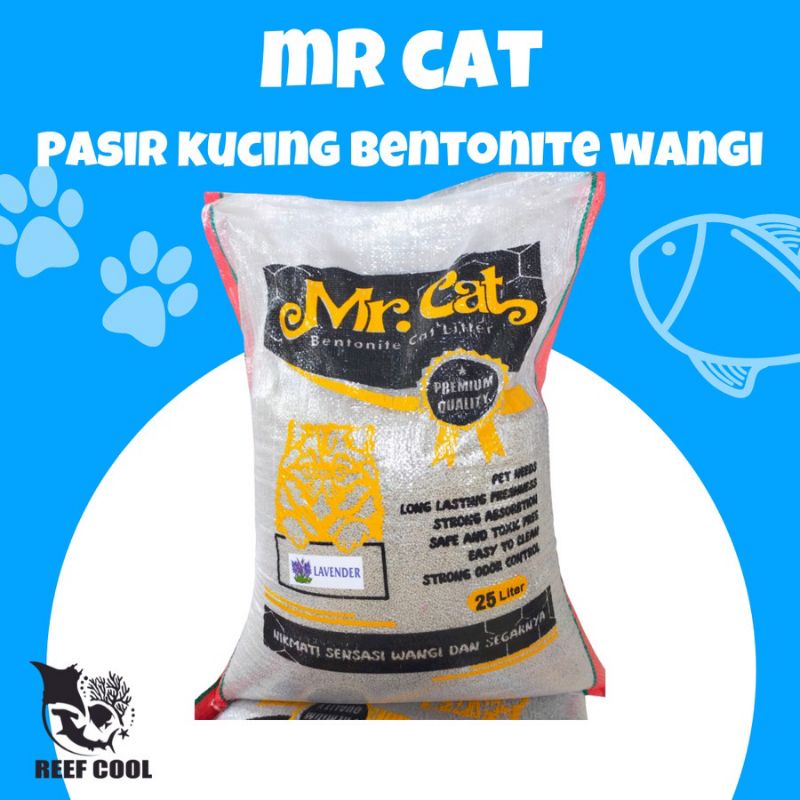 Pasir bentonite Cat Litter Pasir Kucing Gumpal Wangi Mr Cat, Miaw Khalifa, Memeow 25 Liter 1 Sak