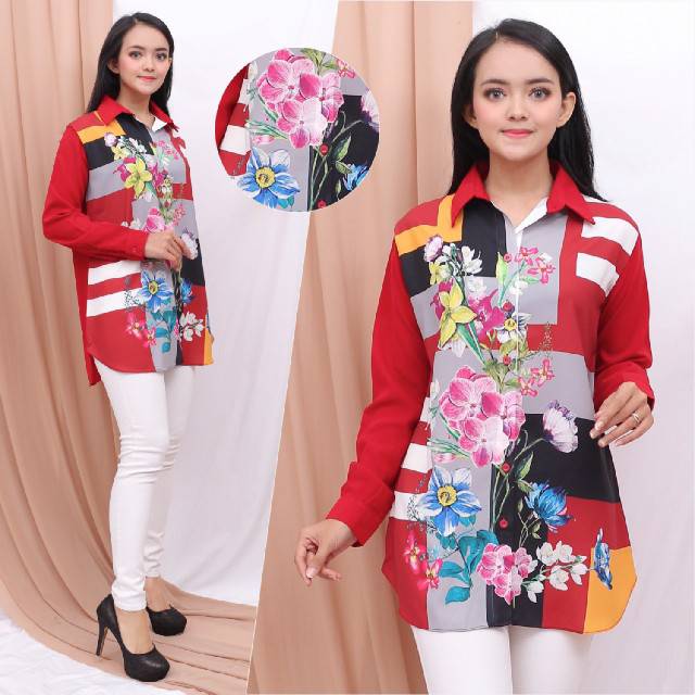 Blouse Kemeja Pop Art Flower