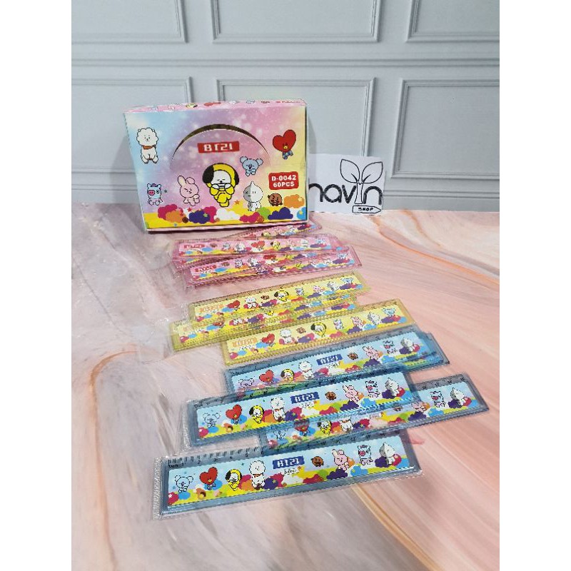 penggaris 15 cm BTS/garisan 15 cm/ruler 15 cm BT-21/mistar 15cm-BTS MIX