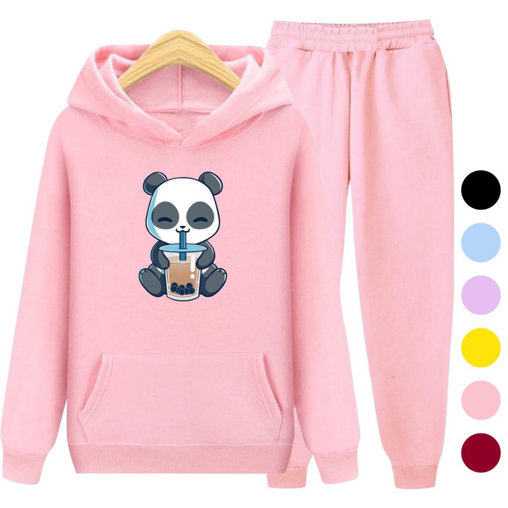 Setelan Anak Sweater Hoodie PANDA BOBA 02 / Sweater Anak Size S (3-5 Thn) M (5-7 Thn) XL(9-12 thn) XXL (13 + thn)