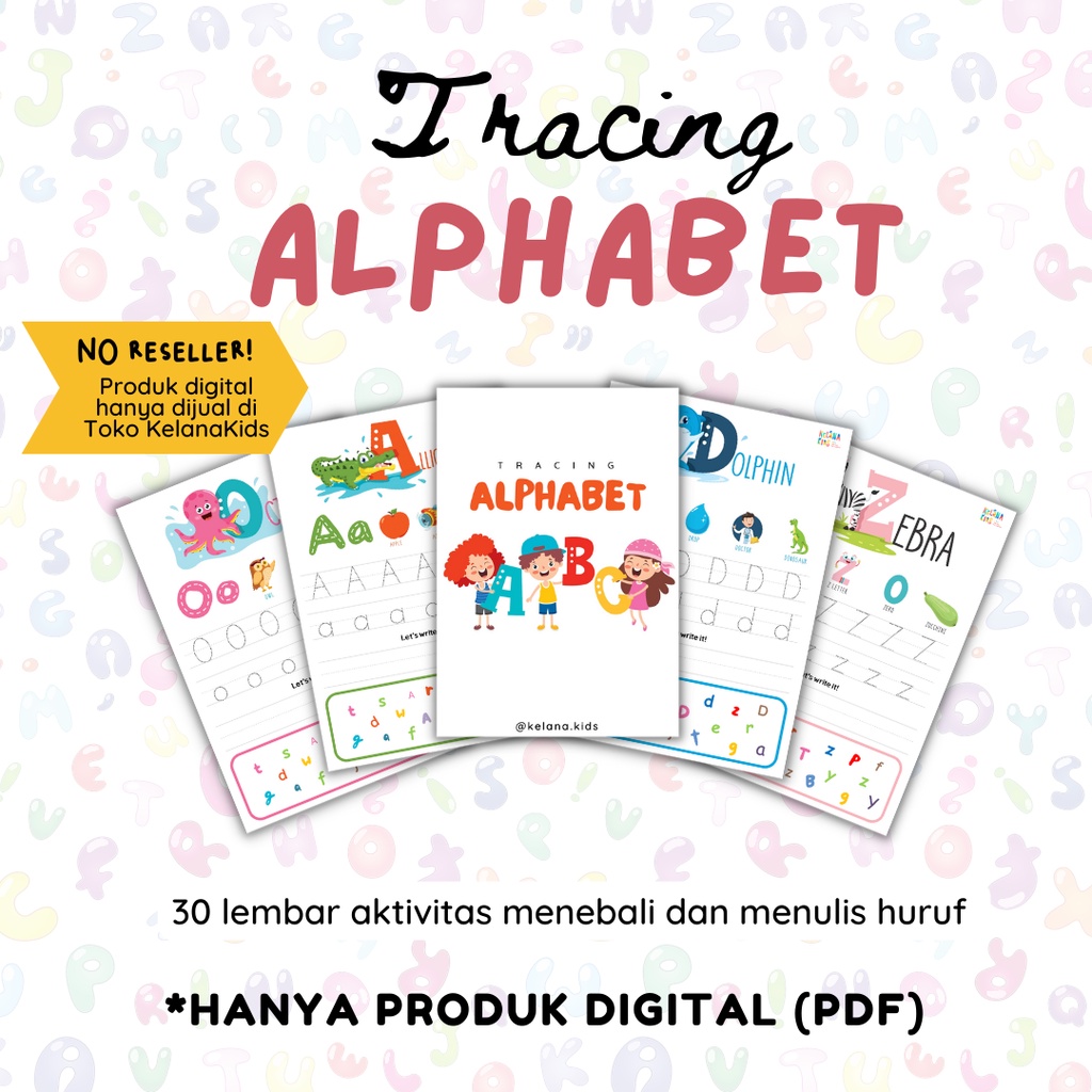 Printable Worksheet Belajar Menulis Tracing Alfabet 30 Lembar Kerja Anak TK PAUD Bahasa Inggris PDF