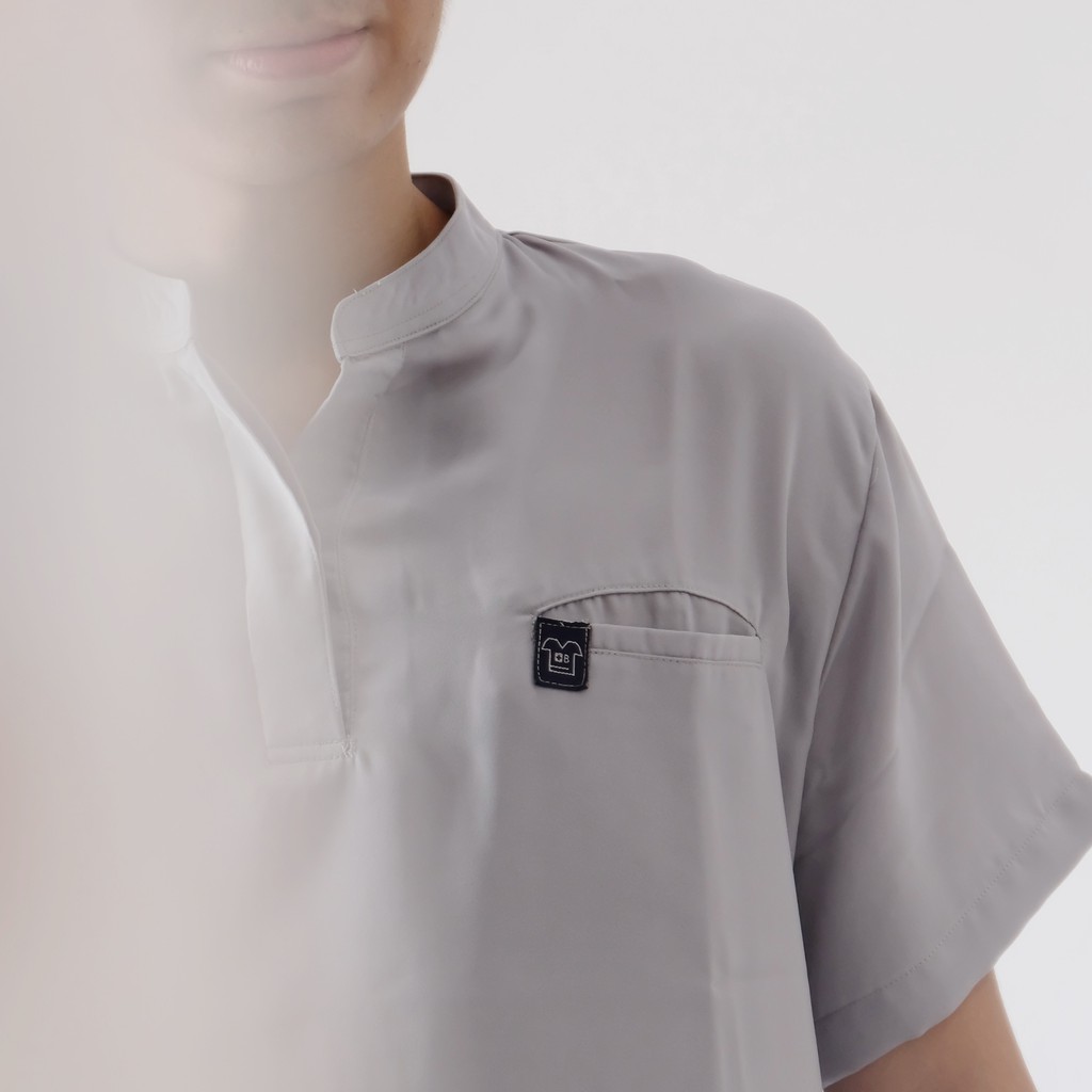 Baju Jaga MANDARIN SS - GREY Scrubs Theatre Blues First Line Lengan Pendek