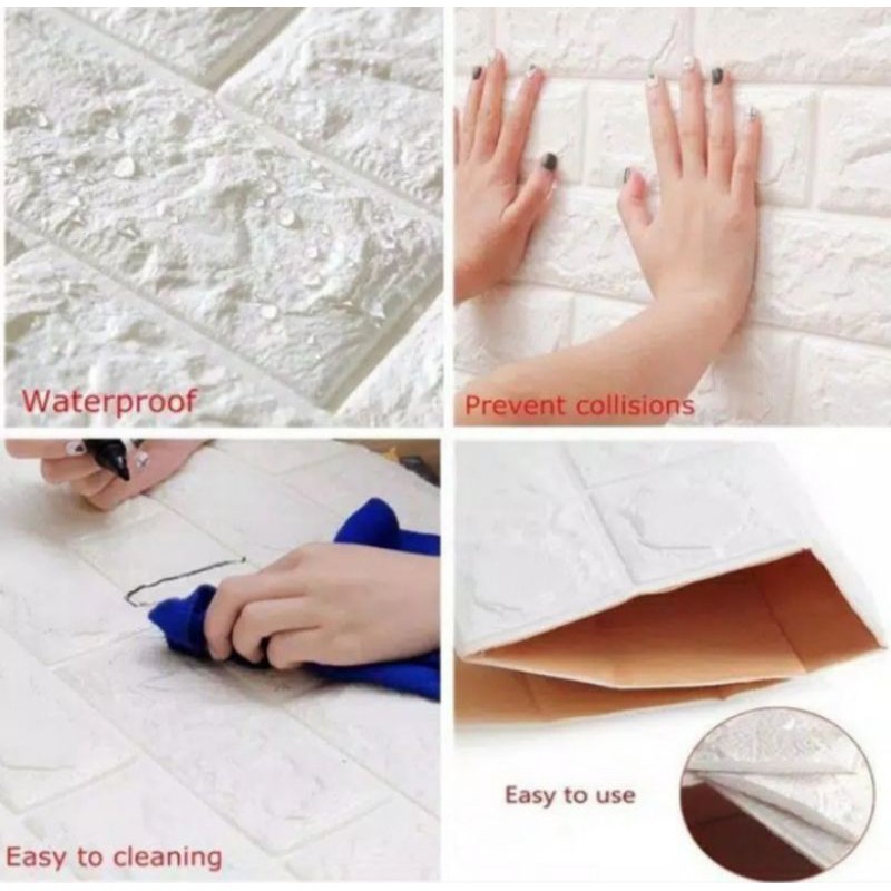 WALLPAPER DINDING 3D FOAM BATA PUTIH ( TIMBUL )