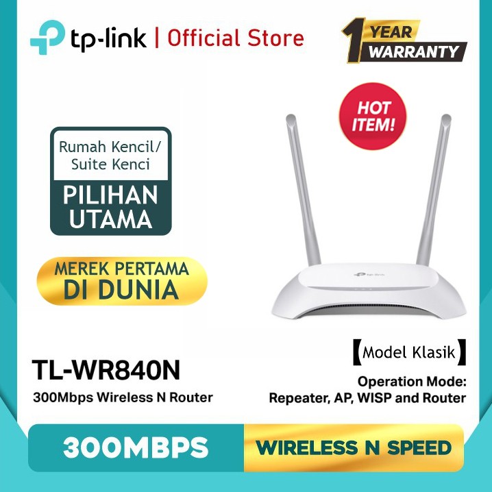 TP-LINK TL-WR840N 300Mbps Wireless N Router Best seller 300Mbps Wireless N Speed WiFi Internet Rumah