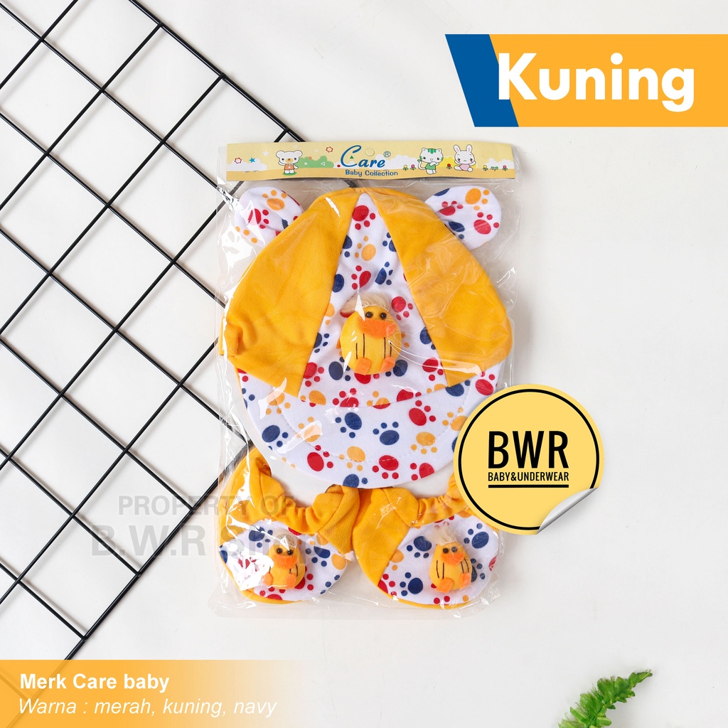 Topi Care / Topi Bayi New Born Karakter / Topi Set Sepatu Bayi DUCK 02 - Bwr IX