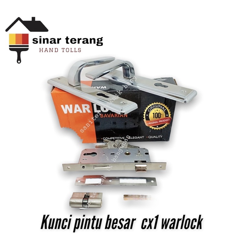 Kunci pintu besar stainless komplit 25cm Warlock cx1