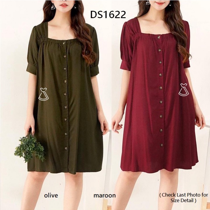 DS1622 - DRESS CASUAL WANITA RAYON TWILL BUSUI FRIENDLY