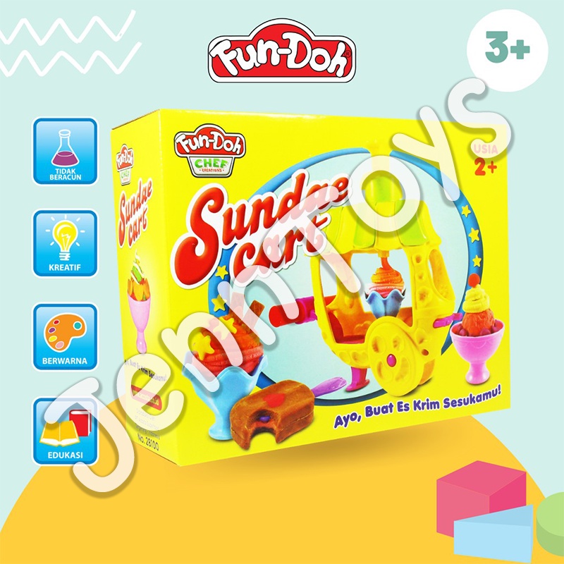 JennToys - Mainan Anak Perempuan Sensori Play Fun-Doh Dough Mainan anak Laki laki Fundoh - Fun Doh SUNDAE CART