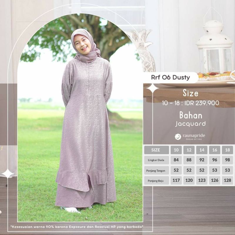 Gamis Rauna dewasa RGF 06 | Sarimbit Rauna 06 Dusty Mint Olive Maroon | gamis resmi kondangan bahan jacquard | Gamis Anak Remaja 06 dusty mint olive