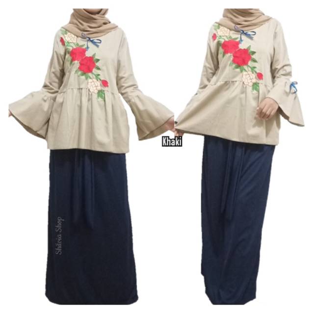 Set Baju Wanita Hijabers, Set Baju Muslim Wanita Modis, Blouse Rok Bordir Cantik Terbaru Termurah