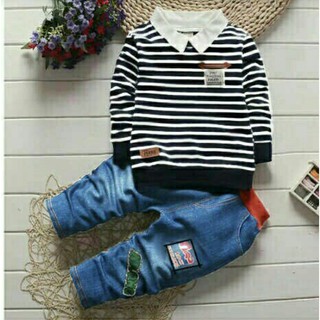 SET NEW ALBERTO kids VE setelan baju  anak  cowok  denim 