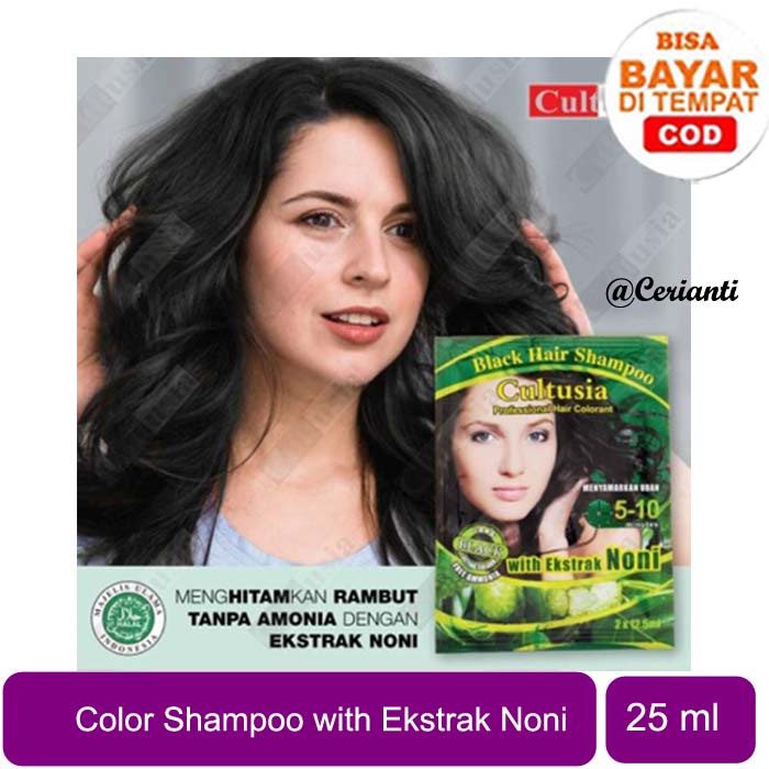 [NATURAL] Cultusia Color Shampo Black | BLUE BLACK | HITAM | BIRU 25 ML | Shampoo Noni | Cat Rambut