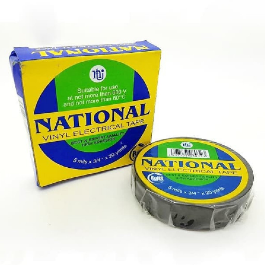 grosiramanah [TERMURAH] Isolasi Kabel Listrik National Vinyl Electrical Tape Hitam listrik National