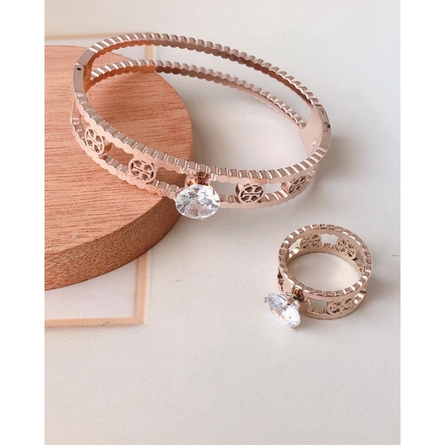 Gelang Bangle Mata Solitare Titanium