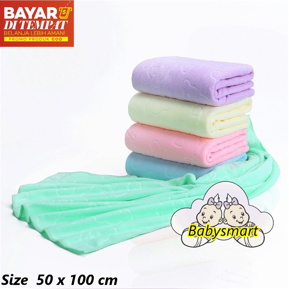 Babysmart - Handuk Bayi /Anak ukuran 100 x 50 cm Microfiber EMBOSS Premium Quality/Baby Towel/Handuk