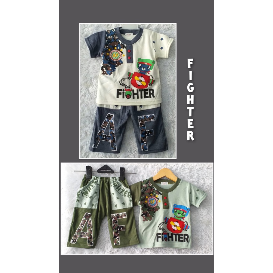Setelan anak 1 tahun / setelan anak bayi / setelan anak laki / amena / Stelan Amena motif FIGHTER da