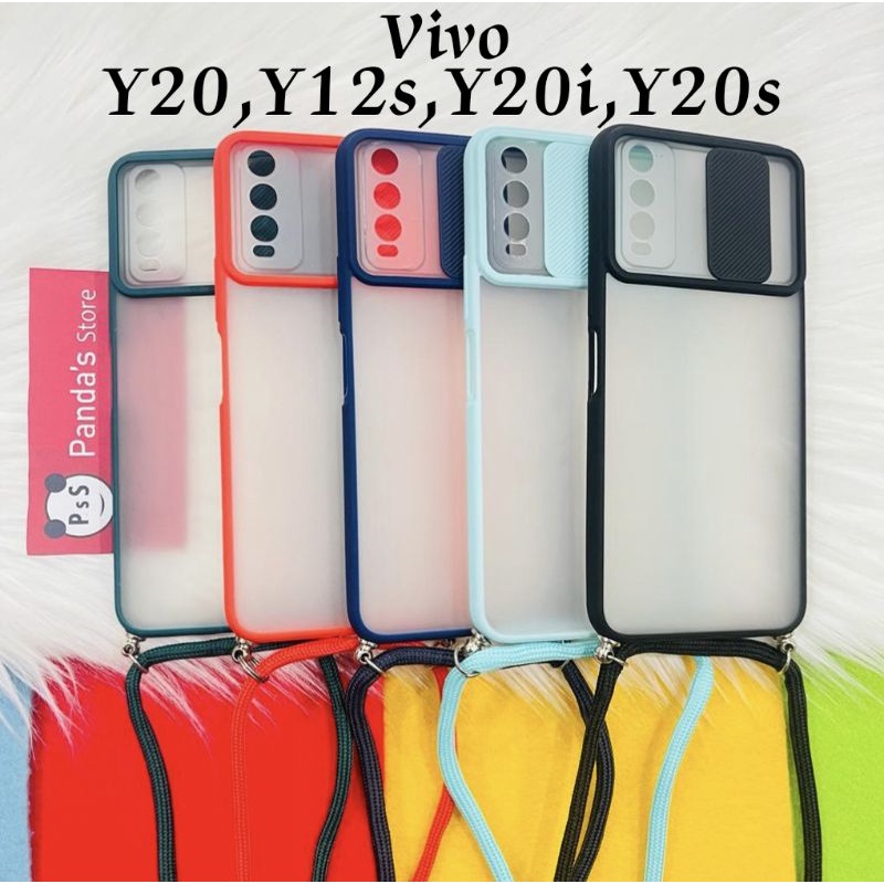 Vivo Y20, Y12s, Y20i, Y20s Softcase dove sliding camera + Tali Laynard [Premium]