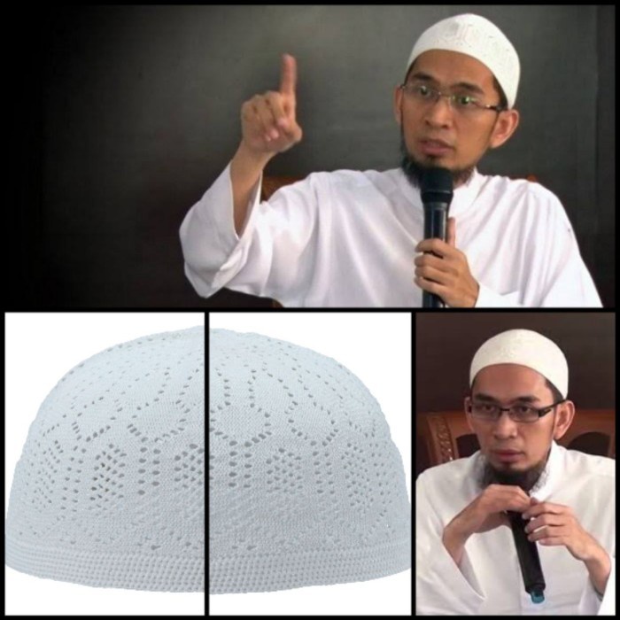 Peci Mercan UAH Putih Rajut Bahan Katun Merk TheKufi Original Brand Peci Ustadz Adi Hidayat - Peci M