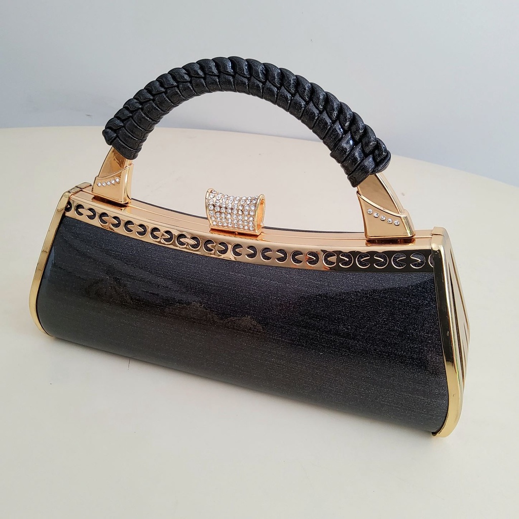 Tas Pesta Farnell 2597/2596 Clutch Kondangan Cantik Impor Satin Batu Permata