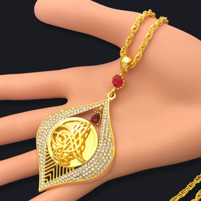 Kalung Liontin Ruby Muslim Gaya Hip Hop Untuk Pria Dan Wanita