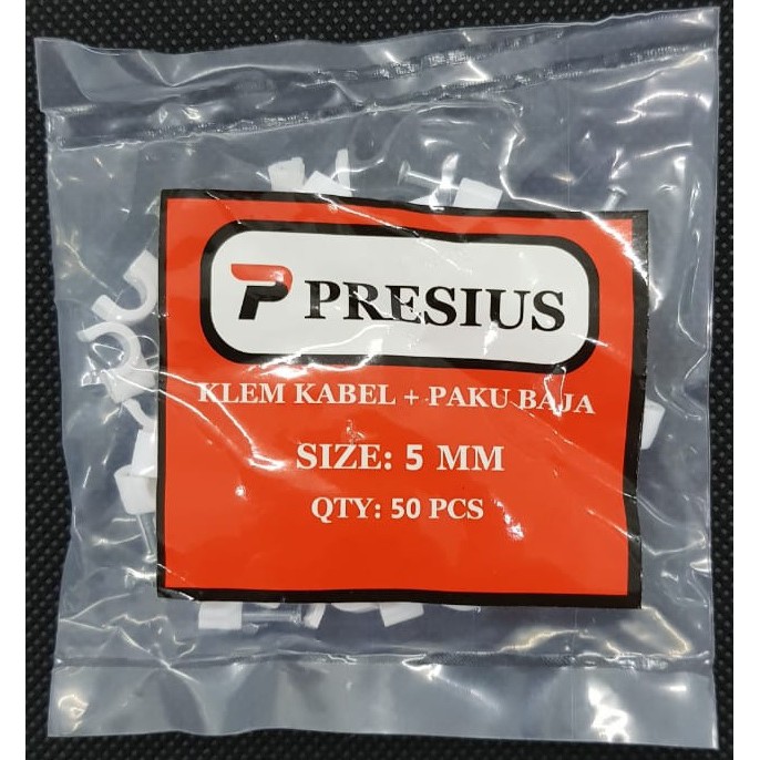 PRESIUS KLEM KABEL PAKU BAJA BETON NO 5 MM (HARGA GROSIR) ISI 50 PCS ASLI ORIGINAL 5MM