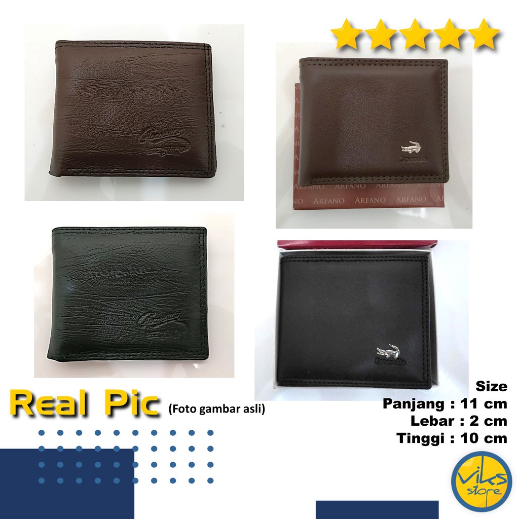 Dompet Cowok Pria Bahan Kulit Sintesis Wallet Polos Hitam Coklat