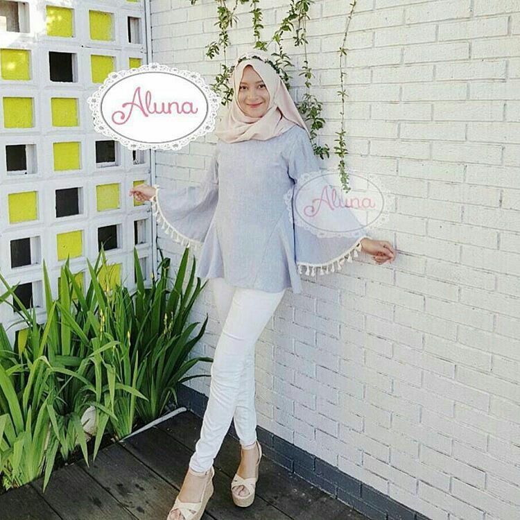 Shelomita Grey / Atasan wanita / Hijab murah terbaru / Blus