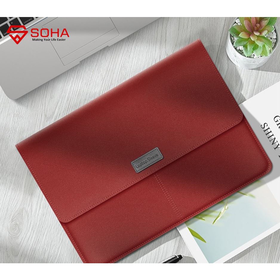 LC-06 SOHA Sleeve Case Kualitas PREMIUM PU LEATHER Kulit Wangi for Ultra book / for Macbook Air / Sarung Celup for LAPTOP Model Skin Pro Tipis dan Lembut Ukuran 13 14 15 15.6 Inch