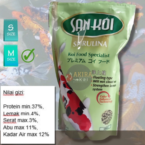 Pakan SAN KOI SPIRULINA untuk memperbaiki Warna Koi (medium)