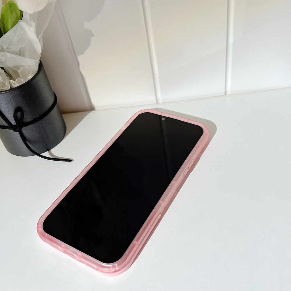 Case Pelindung Transparan Motif Gadis Pink Dengan Holder Untuk Iphone 11 8 7 Plus SE2 XS XR 12 13 PRO MAX