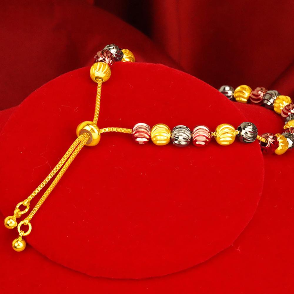 Timekey Gelang Tangan Rantai Adjustable Warna Emas Hias Manikmanik Untuk Wanita B2R3