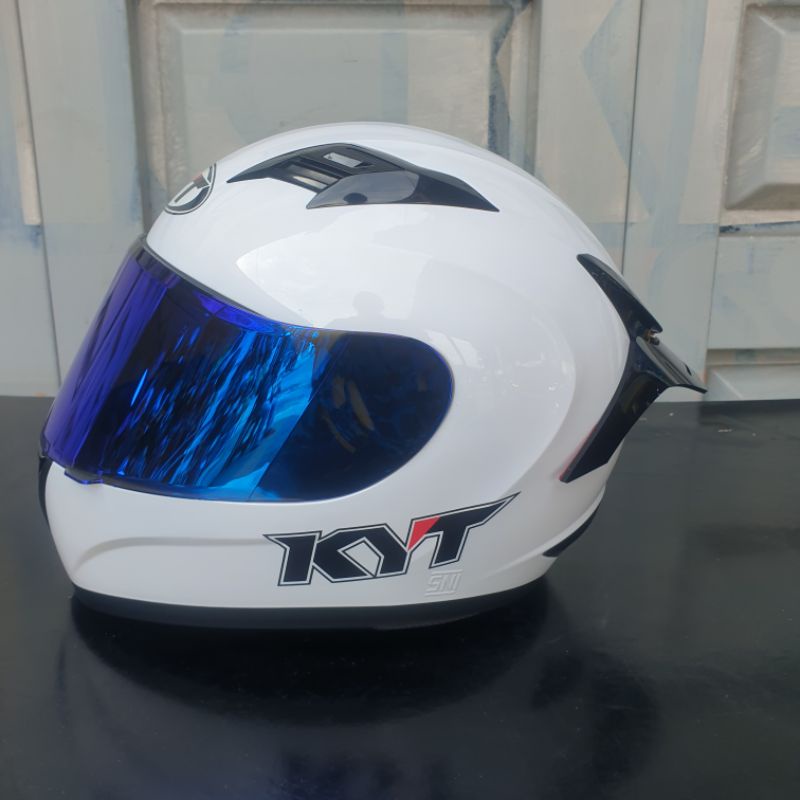 HELM KYT R10 POLOS PUTIH  - KYT R10 PAKET GANTENG SOLID WHITE