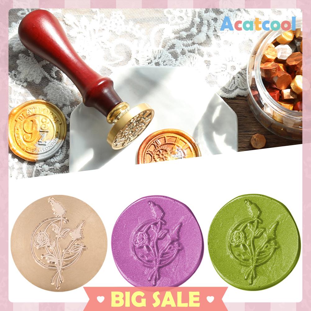 Kepala Stempel Segel Lilin Bentuk Bulat Motif Bunga Antik Untuk Hobi Diy