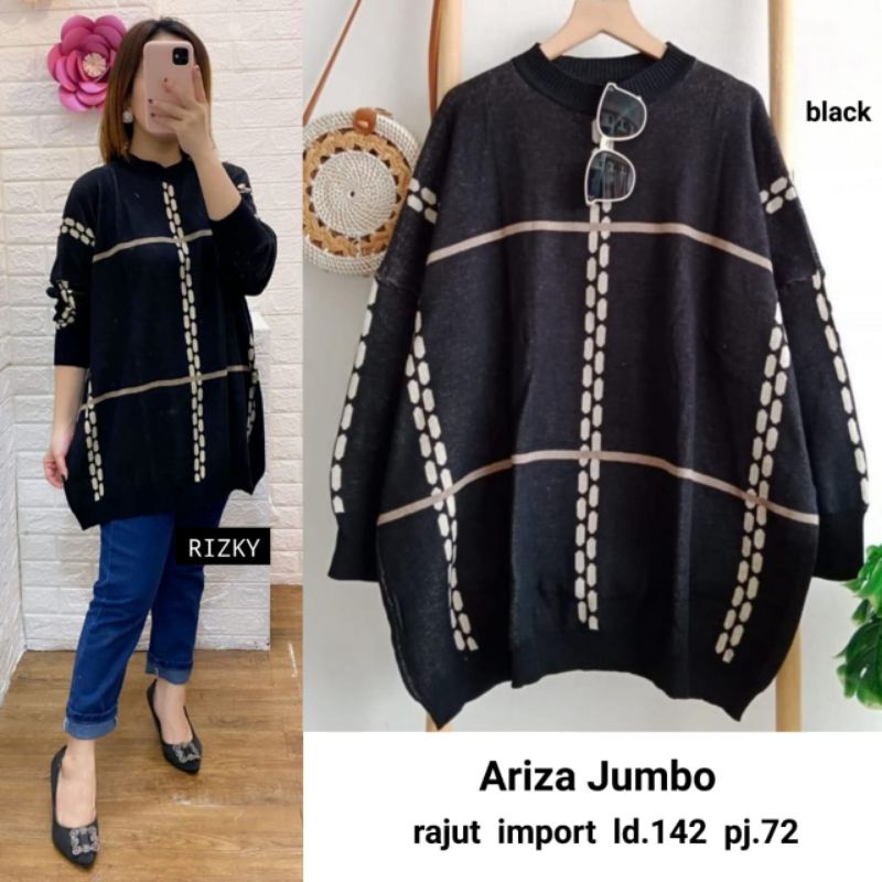 Ariza jumbo/kaos wanita murah/kaos import/kaos rajut kaos lengan panjang