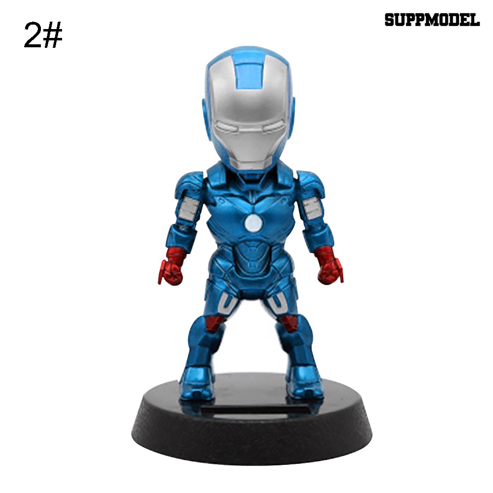 Mainan Action Figure Karakter Avengers Seri Hero Power Goyang Kepala Tenaga Surya Untuk Dekorasi Dashboard Mobil