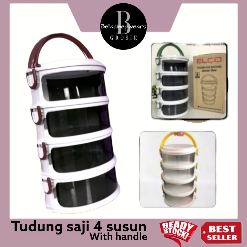 BELLA - BELLA- ELCO TUDUNG SAJI FOOD STORAGE 4 SUSUN WITH HANDLE HANDLING | TEMPAT PENYIMPANAN MAKANAN PRAKTIS DIBAWA TRAVELING