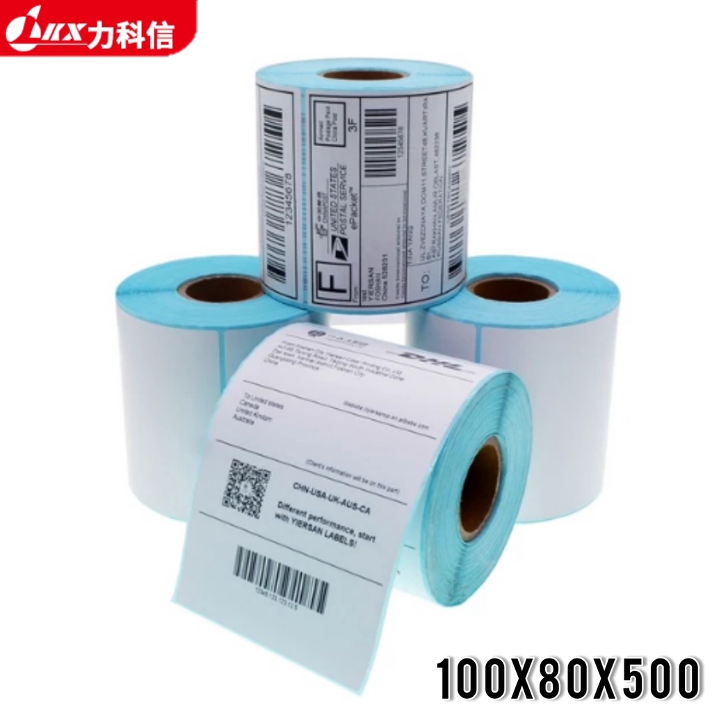 Kertas Resi Label Thermal Barcode Roll  100x80mm isi 500 Pcs