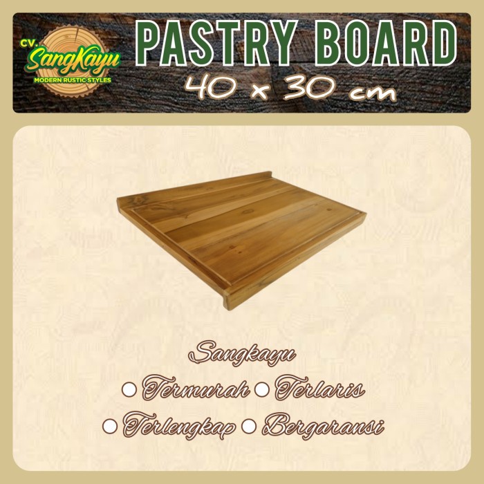 pastry board talenan adonan kue 40x30 kayu jati asli line edge talenan