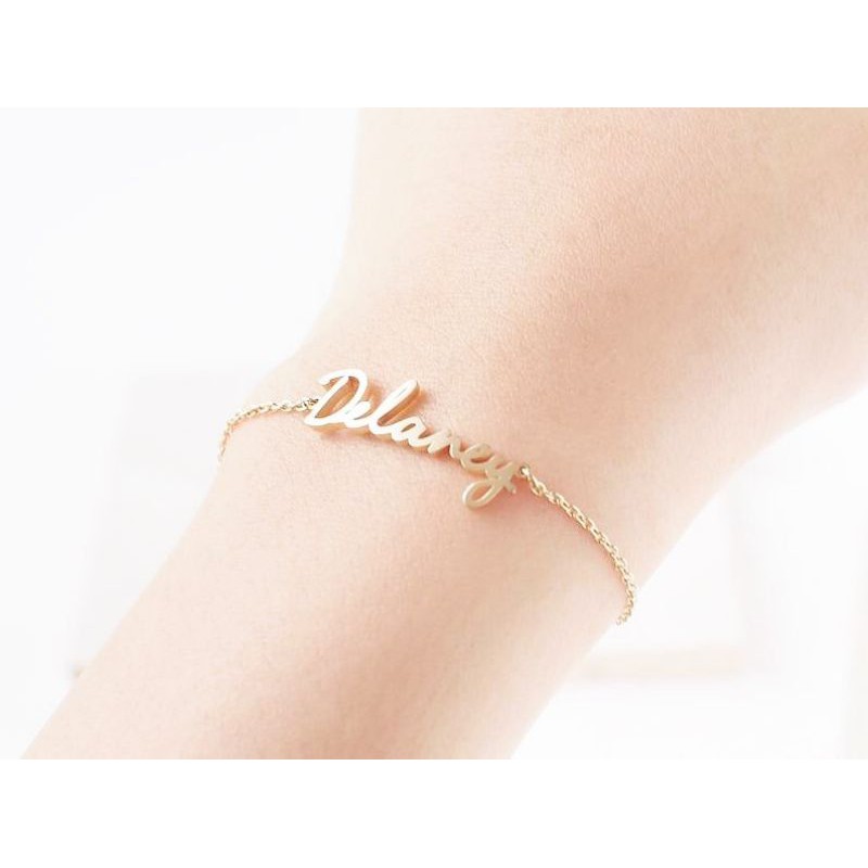 gelang nama titanium anti karat lapis emas aksesoris fashion wanita name necklace