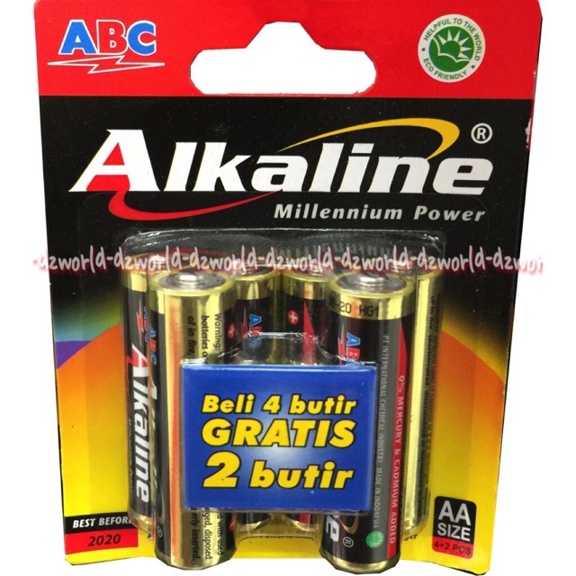 Baterai alkaline AA A2 isi 4 Free 2 Batrai Jam Dinding